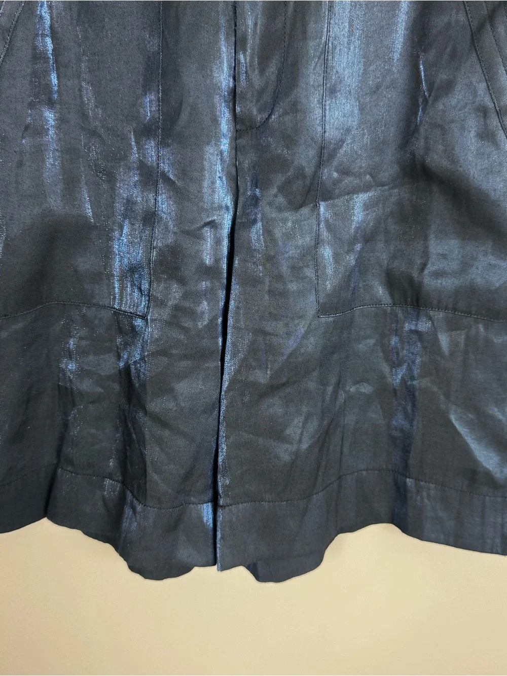 CURRENT AIR | Metallic Navy Blue High-Waist Paperbag Shorts Women’s Size Small